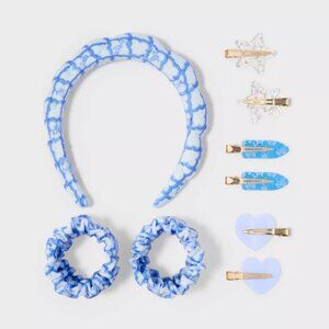 Roller Rabbit x Target Adult Geo Trellis Headband/Wristbands/Clips Set Blue NWT